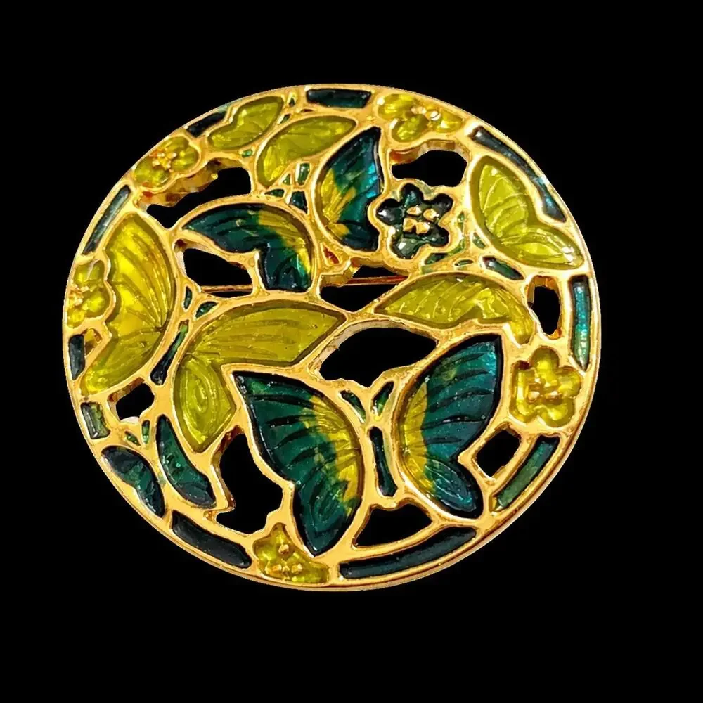 Vintage Enamel Butterfly Brooch Pin 1.5